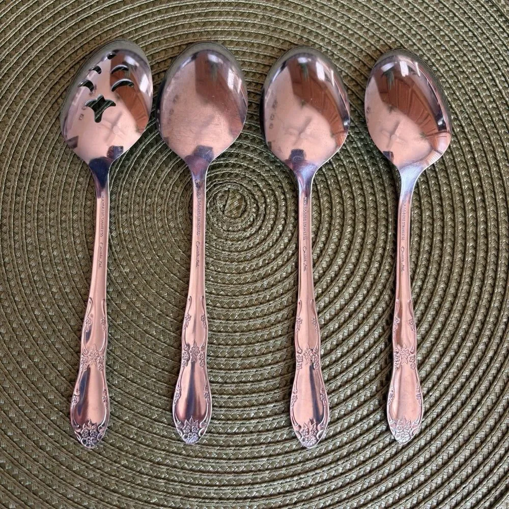 Serving Spoons Set Of 4 Oneida Fenway Wm A Rogers Daydream Stainless Flatware